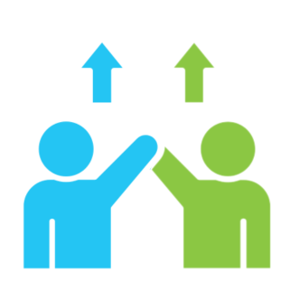 Illustration: Hände halten ein Schild mit Figur und CE-Sprechblase – Symbol für praxisnahe und normenkonforme Lösungen